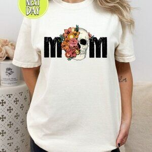 Floral Mom Skull TShirt, Funny Mother’s Day, Gift For Mom Shirt, Cute Mama Gift